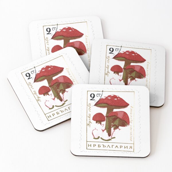Item preview, Red Toadstool Mushrooms Vintage Postage Stamp designed and sold by red-amber65.