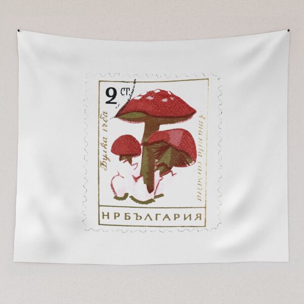 Item preview, Red Toadstool Mushrooms Vintage Postage Stamp designed and sold by red-amber65.