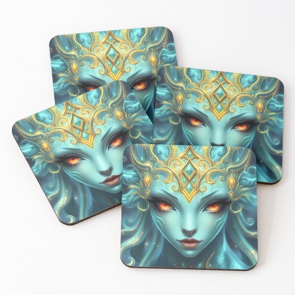 Item preview, Majestic Teal Goddess - Radiant Ember & Gold Crown designed and sold by ArtMorphStudio.