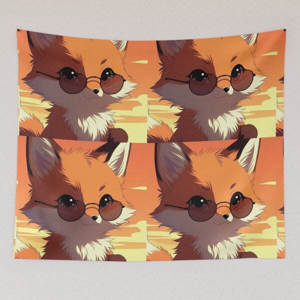 Item preview, Copy of Playful Anime Fox with Sunglasses Sunset Chibi Art designed and sold by NovaDigitalArt45.