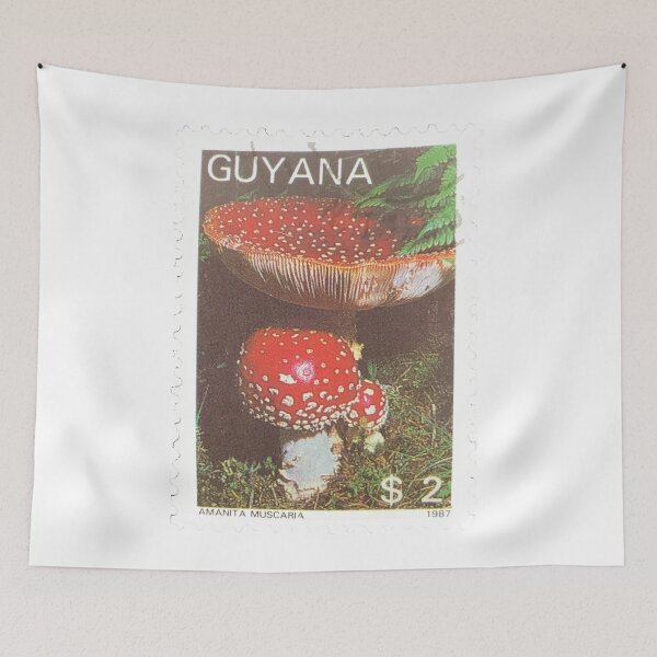 Item preview, Guyana Red Toadstool Mushrooms Vintage Postage Stamp designed and sold by red-amber65.