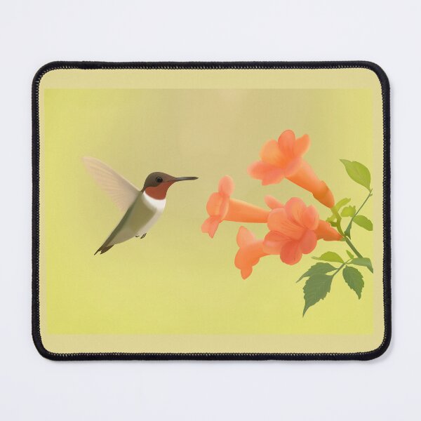 Item preview, Ruby-throated Hummingbird with Crossvine designed and sold by RivendellBird.