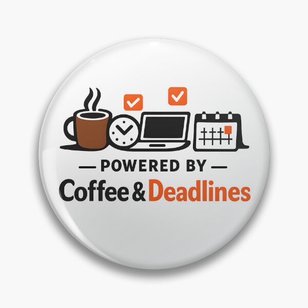 Item preview, Powered by Coffee & Deadlines – Humorous Vintage Office Logo designed and sold by Dax Studio.