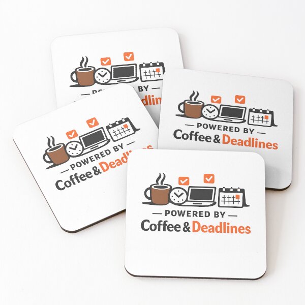 Item preview, Powered by Coffee & Deadlines – Humorous Vintage Office Logo designed and sold by Dax Studio.