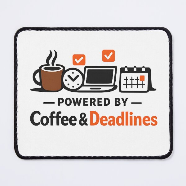 Item preview, Powered by Coffee & Deadlines – Humorous Vintage Office Logo designed and sold by Dax Studio.