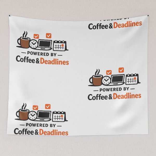 Item preview, Powered by Coffee & Deadlines – Humorous Vintage Office Logo designed and sold by Dax Studio.