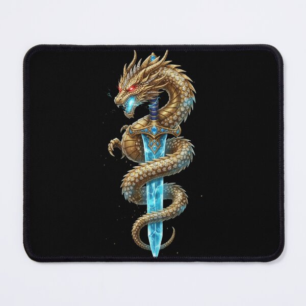 Item preview,  Mythic Golden Dragon & Enchanted Blade | Dark Fantasy Mecha Sword Gaming Wall Art ✨ designed and sold by MonaRose_Art.