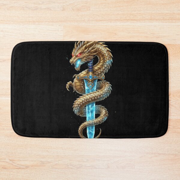 Item preview,  Mythic Golden Dragon & Enchanted Blade | Dark Fantasy Mecha Sword Gaming Wall Art ✨ designed and sold by MonaRose_Art.