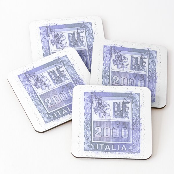 Item preview, Italian Sepia 2000 Lire Italy Blue Vintage Postage Stamp designed and sold by red-amber65.