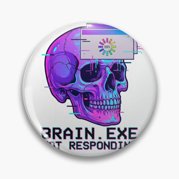 Artikelvorschau, Brain.exe reagiert nicht – Glitch Skull Vaporwave entworfen und verkauft von GemajoStudio.