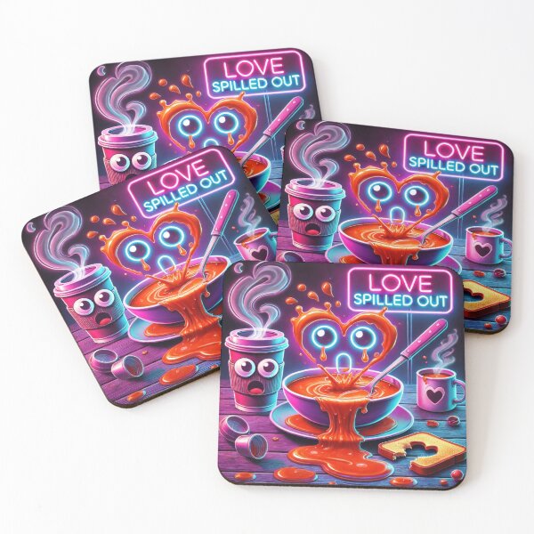 Item preview, Love Spilled Out – Neon Heartbreak Food Meme designed and sold by ComedyInkFactor.