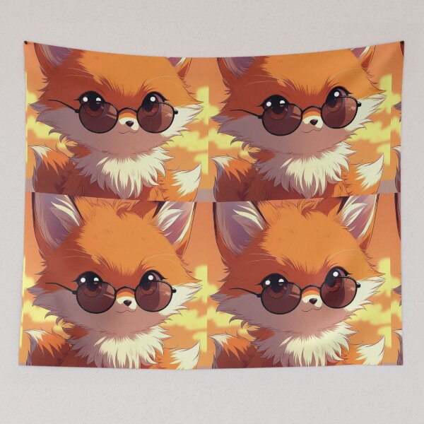 Item preview, Copy of Playful Anime Fox with Sunglasses Sunset Chibi Art designed and sold by NovaDigitalArt45.