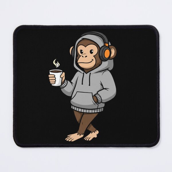 Item preview, Monkey Coffee Addict Illustration – Cool Hoodie Monkey with Headphones & Coffee | Urban Cartoon Art designed and sold by ColorSplash123.
