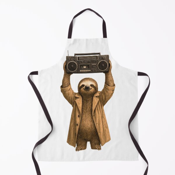 Item preview, Sloth in Trenchcoat Holding Boombox Overhead designed and sold by SquirrelDesignLLC.