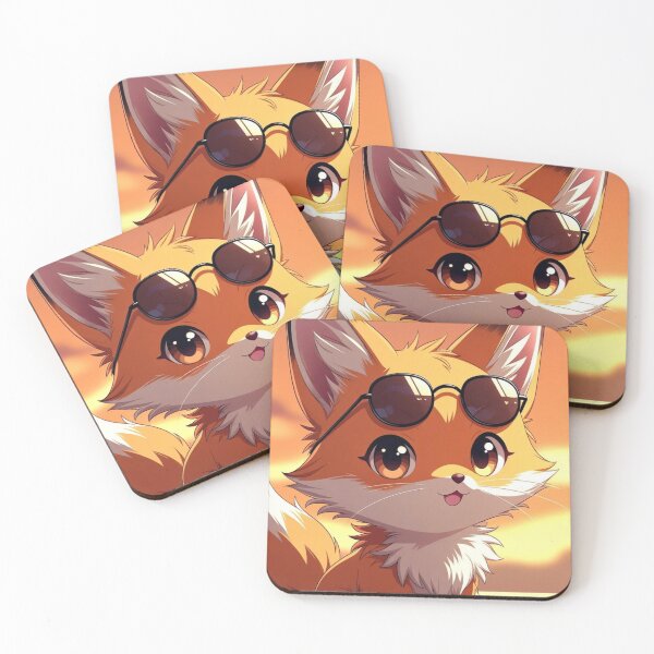 Item preview, Copy of Playful Anime Fox with Sunglasses Sunset Chibi Art designed and sold by NovaDigitalArt45.