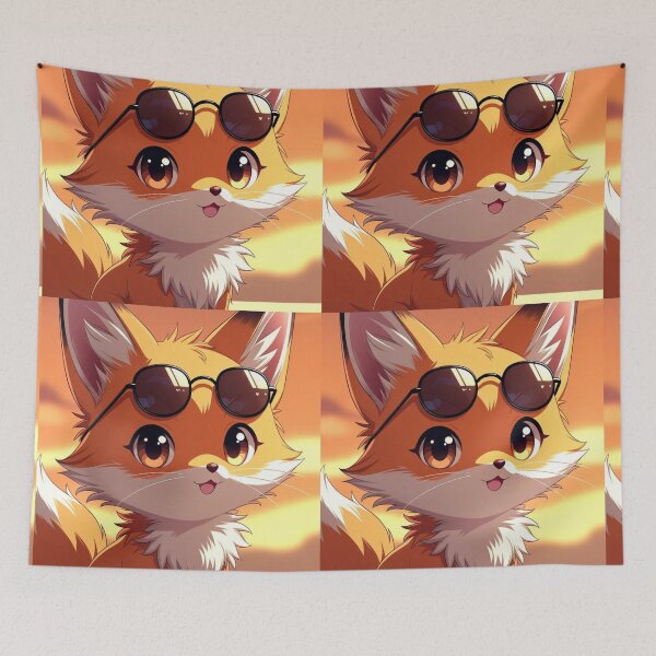 Item preview, Copy of Playful Anime Fox with Sunglasses Sunset Chibi Art designed and sold by NovaDigitalArt45.