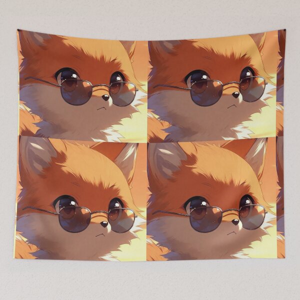 Item preview, Copy of Playful Anime Fox with Sunglasses Sunset Chibi Art designed and sold by NovaDigitalArt45.