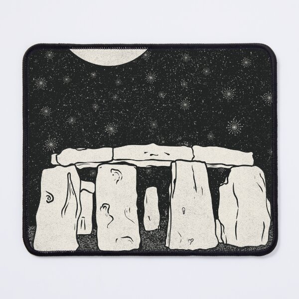 Item preview, Stonehenge in Snow - Winter Landscape Illustration/ Black Version designed and sold by Ancient-Tales.