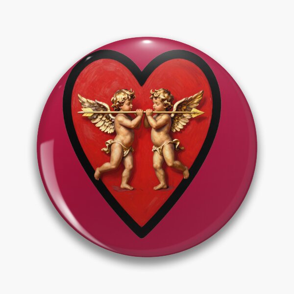 Item preview, Golden Cupid Cherubs Gothic Valentine Heart designed and sold by AnimalAirtistry.