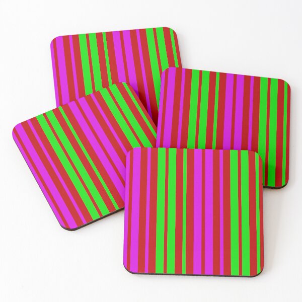 Item preview, Green Purple Stripes On Red Pattern Design  designed and sold by PatternTitan.