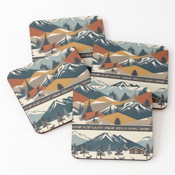 Item preview, Vintage Ski Lodge Pattern Retro Alpine Chalet Cosy Winter Mountain Cabin Après-Ski Design designed and sold by Esterlane.