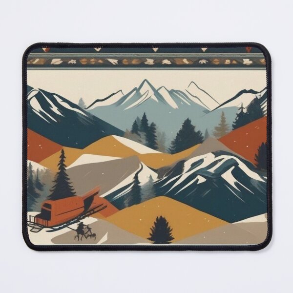 Item preview, Vintage Ski Lodge Pattern Retro Alpine Chalet Cosy Winter Mountain Cabin Après-Ski Design designed and sold by Esterlane.
