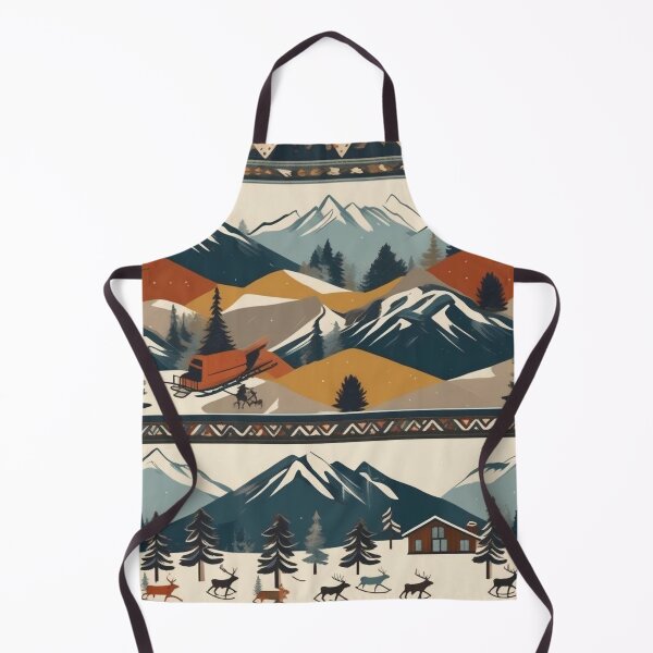 Item preview, Vintage Ski Lodge Pattern Retro Alpine Chalet Cosy Winter Mountain Cabin Après-Ski Design designed and sold by Esterlane.