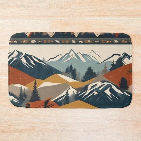 Item preview, Vintage Ski Lodge Pattern Retro Alpine Chalet Cosy Winter Mountain Cabin Après-Ski Design designed and sold by Esterlane.