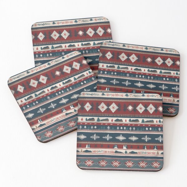 Item preview, Retro Alpine Ski Pattern Vintage Mountain Lodge Cosy Chalet Winter Cabin Nostalgic Skiing Design designed and sold by Esterlane.