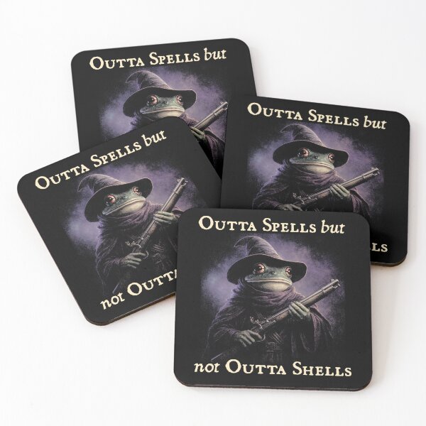 Item preview, Outta spells but not outta shells, Vintage Frog Wizard Funny meme designed and sold by RandyHaskins.