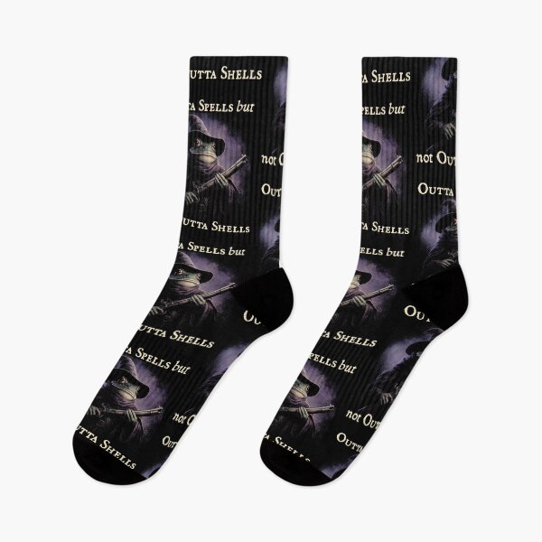 Item preview, Outta spells but not outta shells, Vintage Frog Wizard Funny meme designed and sold by RandyHaskins.