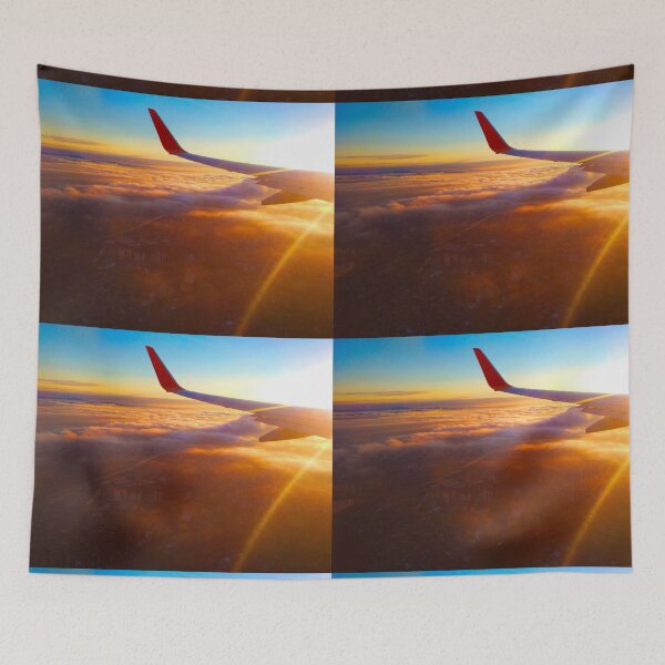 Item preview, Airplane flying overhead on a spectacular sunset afternoon designed and sold by Fran Cost.
