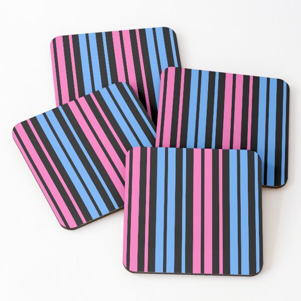 Item preview, Pink Blue Stripes On Black Pattern Design  designed and sold by PatternTitan.