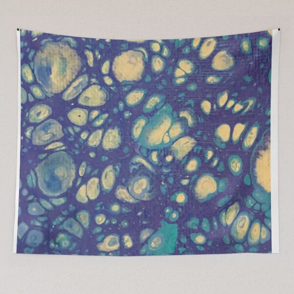Item preview, Blue Gold Planets Fluid Art Abstract Cosmos designed and sold by GezBray.