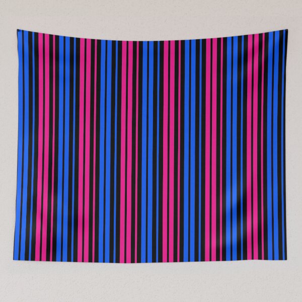 Item preview, Pink Blue Stripes On Black Pattern Design  designed and sold by PatternTitan.