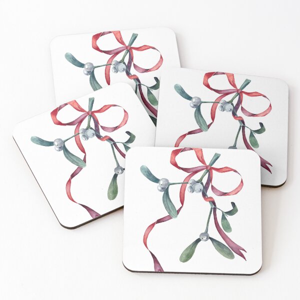 Item preview, Mistletoe with Red Bow – Watercolour Christmas Illustration designed and sold by lippostcard.