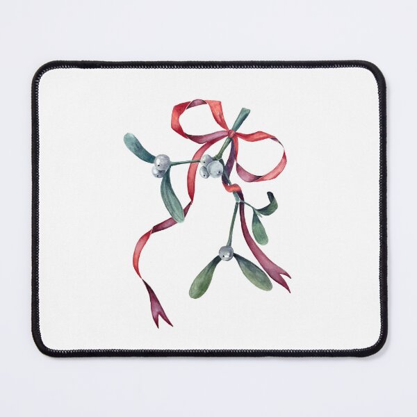 Item preview, Mistletoe with Red Bow – Watercolour Christmas Illustration designed and sold by lippostcard.