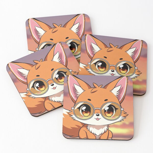 Item preview, Playful Anime Fox with Sunglasses Sunset Chibi Art designed and sold by NovaDigitalArt45.