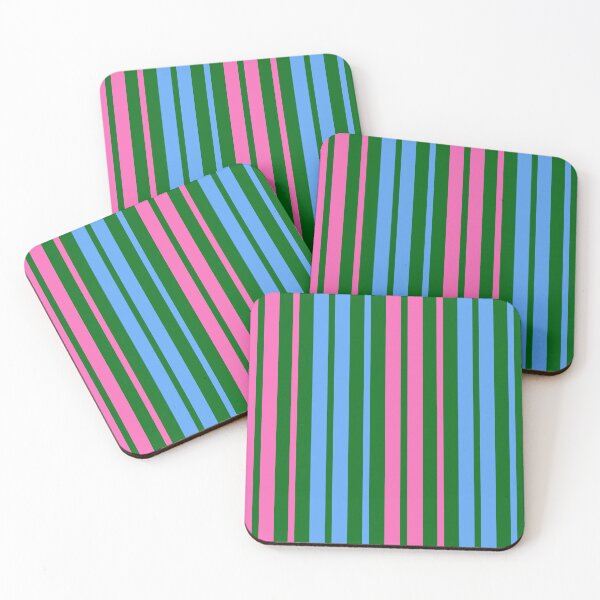 Item preview, Pink Blue Stripes On Green Pattern Design  designed and sold by PatternTitan.