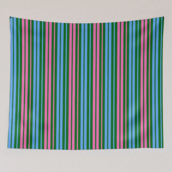 Item preview, Pink Blue Stripes On Green Pattern Design  designed and sold by PatternTitan.