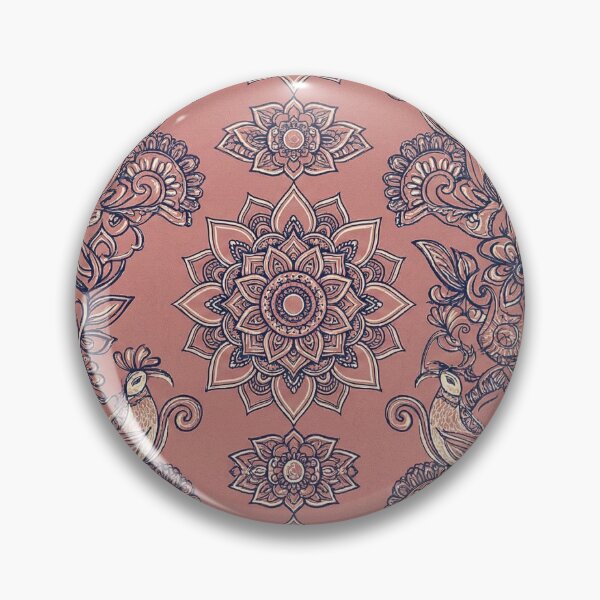 Item preview, Vintage Henna Doodle Mandalas - Beautiful Luxe Indian Peacock Seamless Pattern designed and sold by IndoPatterns.