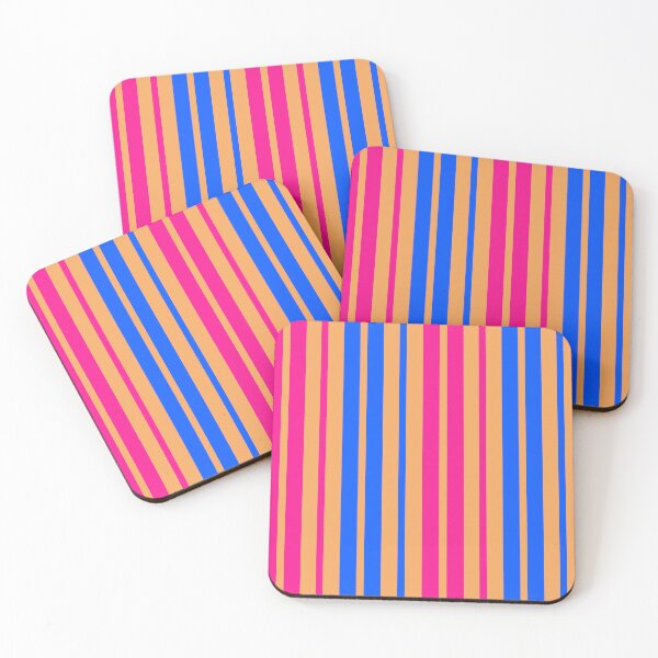 Item preview, Pink Blue Stripes On Orange Pattern Design  designed and sold by PatternTitan.