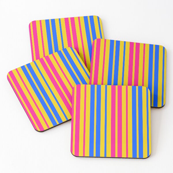 Item preview, Pink Blue Stripes On Yellow Pattern Design  designed and sold by PatternTitan.