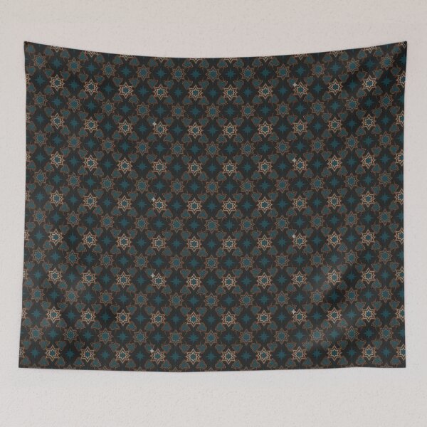 Item preview, Ethnic Tribal Handcraft Geometric Star - Luxe Indian Teal & Copper Seamless Pattern designed and sold by IndoPatterns.