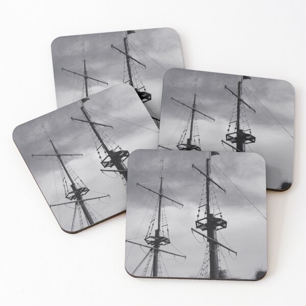 Item preview, Wooden ship mast, black and white photo, with clear sky designed and sold by Fran Cost.