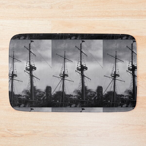 Item preview, Wooden ship mast, black and white photo, with clear sky designed and sold by Fran Cost.