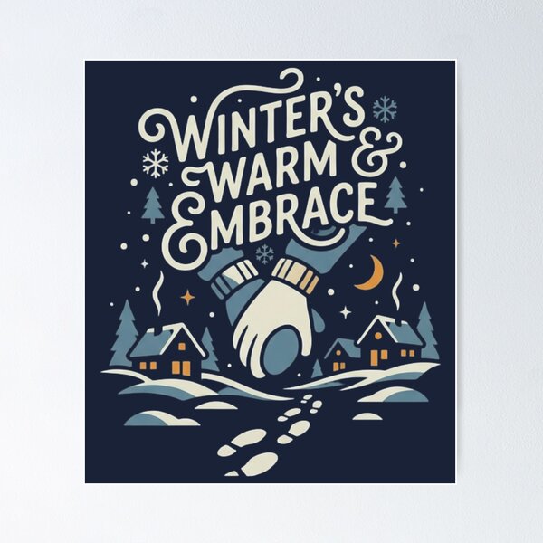 Item preview, Winter's Warm Embrace - Cozy Snowy Landscape & Mittens Illustration designed and sold by HappySproutArt.