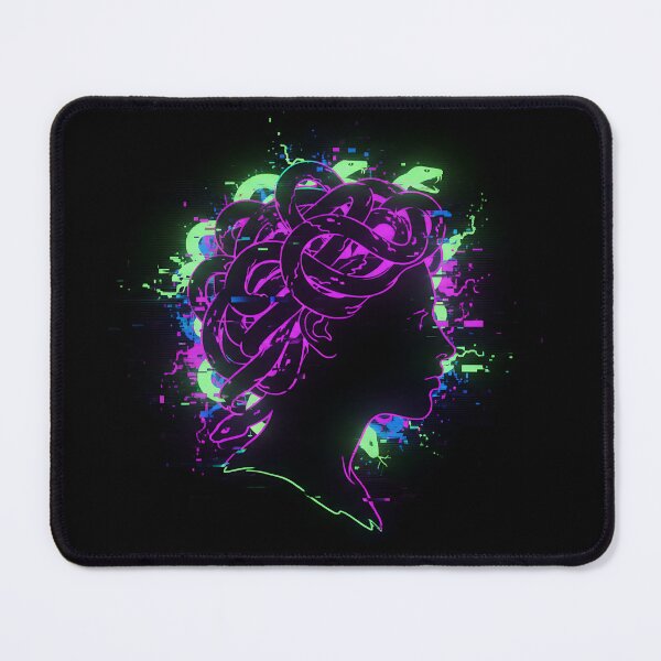 Item preview, Medusa Neon Glitch Cyberpunk Mythology Art designed and sold by HoruxDesign.