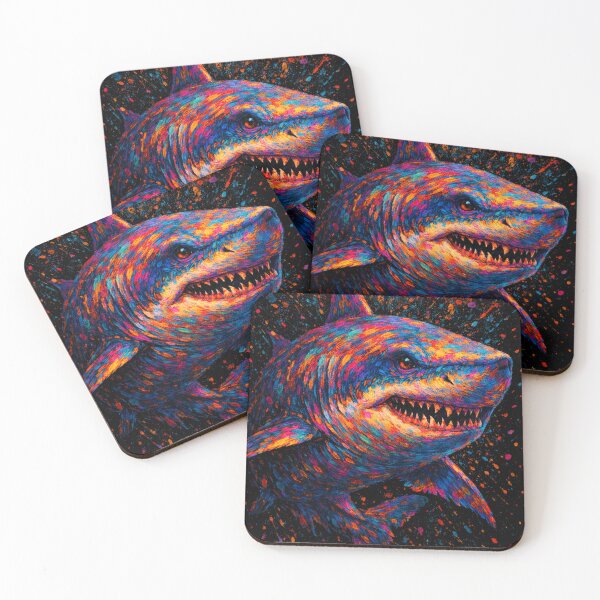 Item preview, Psychedelic Neon Shark – Colorful Pop Art Animal Illustration designed and sold by kastabembe.