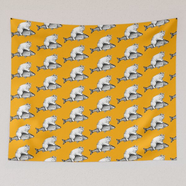 Item preview, Cat Riding Fish designed and sold by Naux | Design & Illustration.